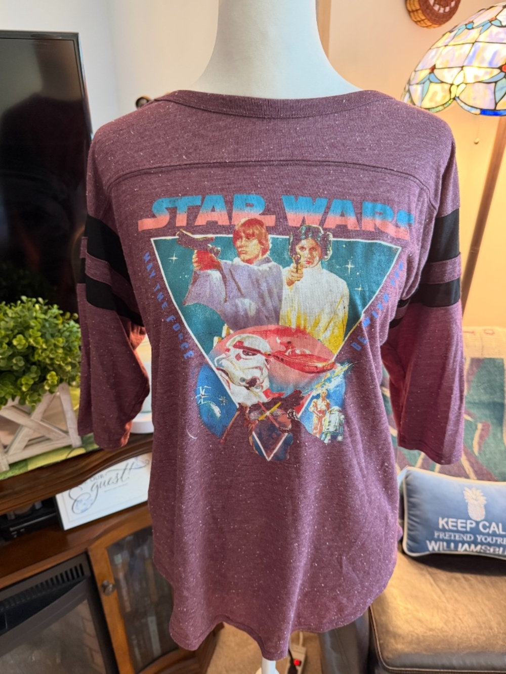 Star Wars May The Force Be With You 3/4 Sleeves Eggplant Women's - L- NWT